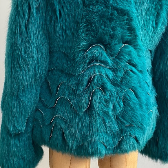 90s VTG ROBERTO CAVALLI Dyed Arctic Fox Fur w/Leather Zipper Detail RUNWAY - Picture 9 of 13
